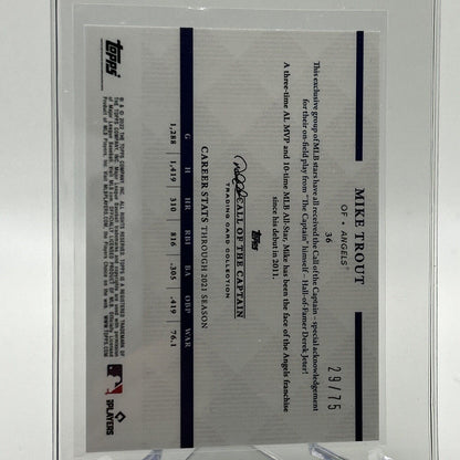 2022 Topps x Derek Jeter Mike Trout 29/75 Baseball Card #36 FREE SHIPPING