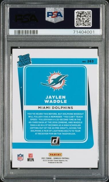 2021 Panini Donruss Jaylen Waddle Rookie Football Card #263 PSA 10 Gem Mint