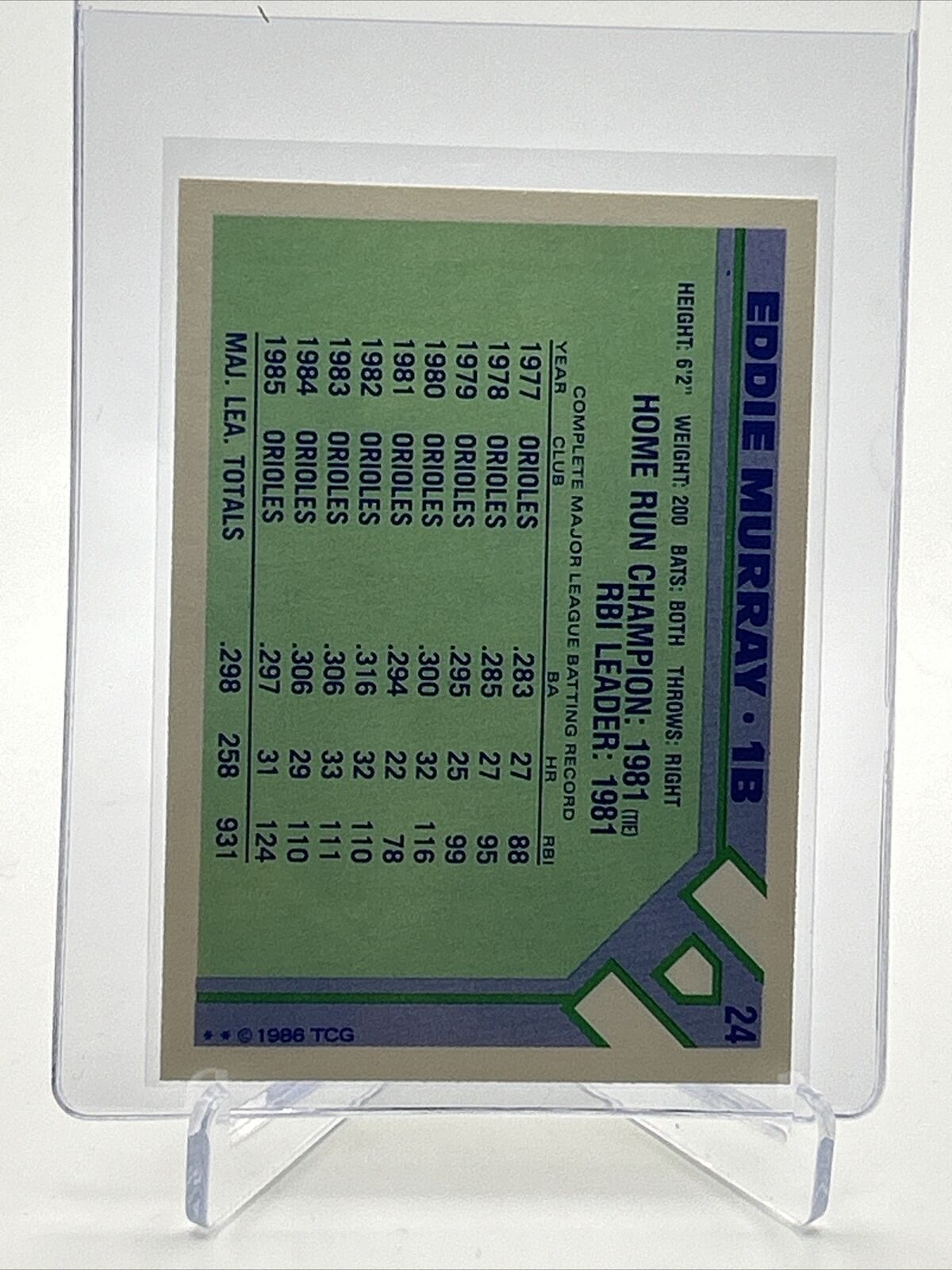 1986 Topps Baseball Champion Superstars Eddie Murray Card #24 Mint FREE SHIPPING