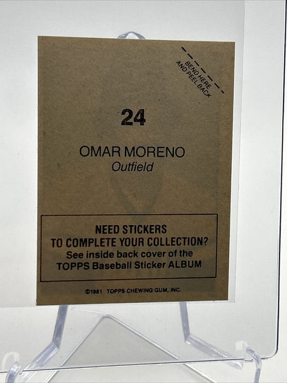 1981 Topps Stickers Omar Moreno Baseball Card #24 NM-Mint FREE SHIPPING