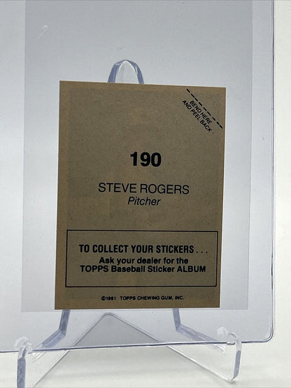 1981 Topps Stickers Steve Rogers Baseball Card #190 NM-Mint FREE SHIPPING