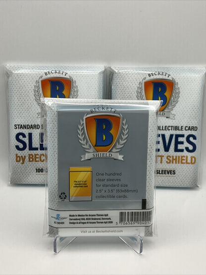 Beckett Shield Soft Penny Card Sleeves 3 Packs of 100 Sleeves for Standard Cards