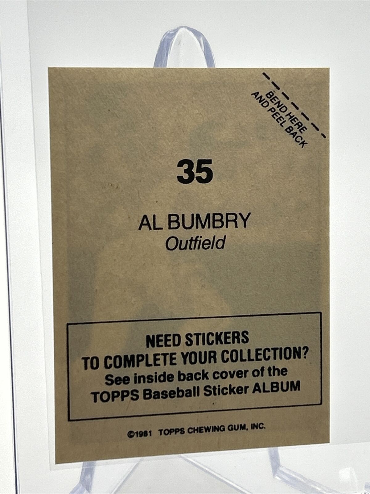 1981 Topps Stickers Al Bumbry Baseball Card #35 NM-Mint FREE SHIPPING