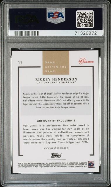 2022 Topps Game Within the Game Rickey Henderson Baseball Card #11 PSA 9