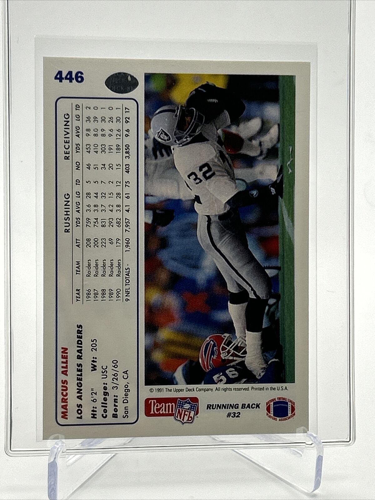 1991 Upper Deck Marcus Allen Football Card #446 Mint FREE SHIPPING
