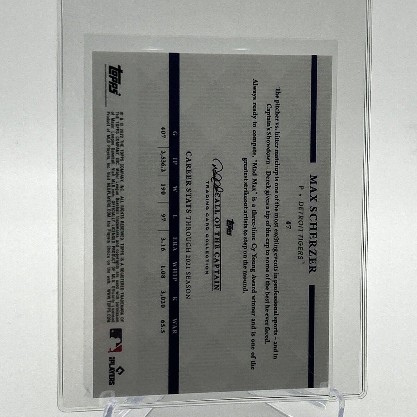 2022 Topps x Derek Jeter Max Scherzer Baseball Card #47 Mint FREE SHIPPING