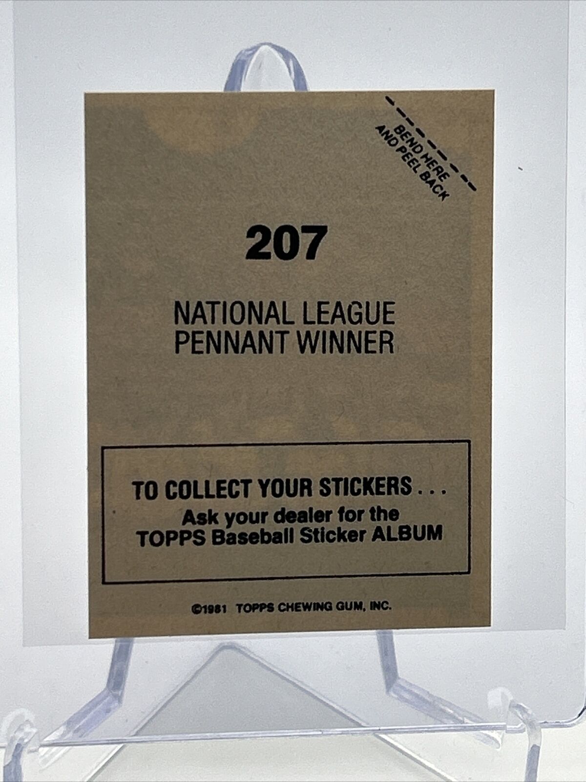 1981 Topps Stickers National League Pennant Winner #207 NM-Mint FREE SHIPPING