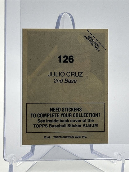 1981 Topps Stickers Julio Cruz Baseball Card #126 NM-Mint FREE SHIPPING