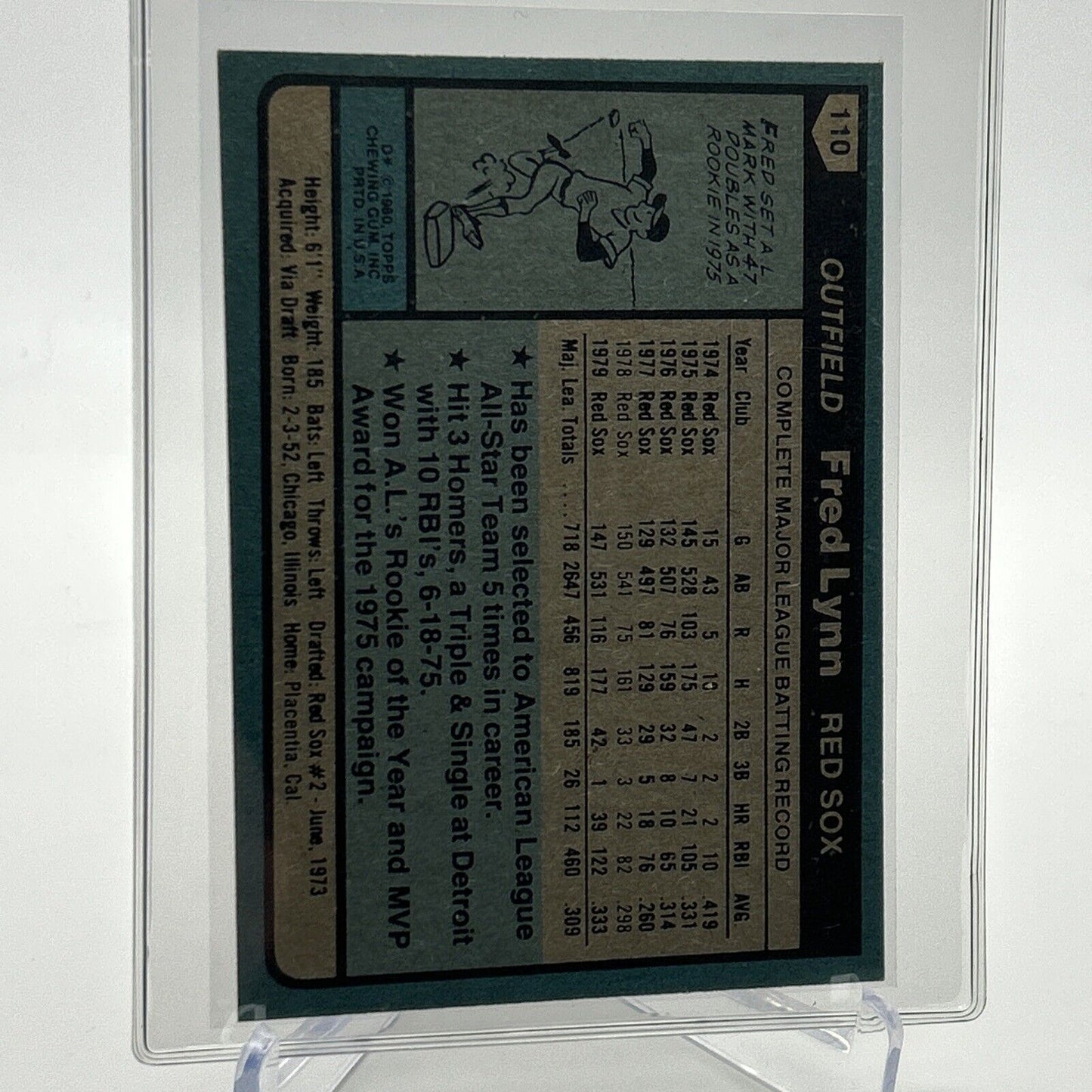 1980 Topps Fred Lynn Baseball Card #110 NM-Mint FREE SHIPPING