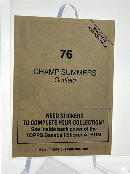 1981 Topps Stickers Champ Summers Baseball Card #76 NM-Mint FREE SHIPPING