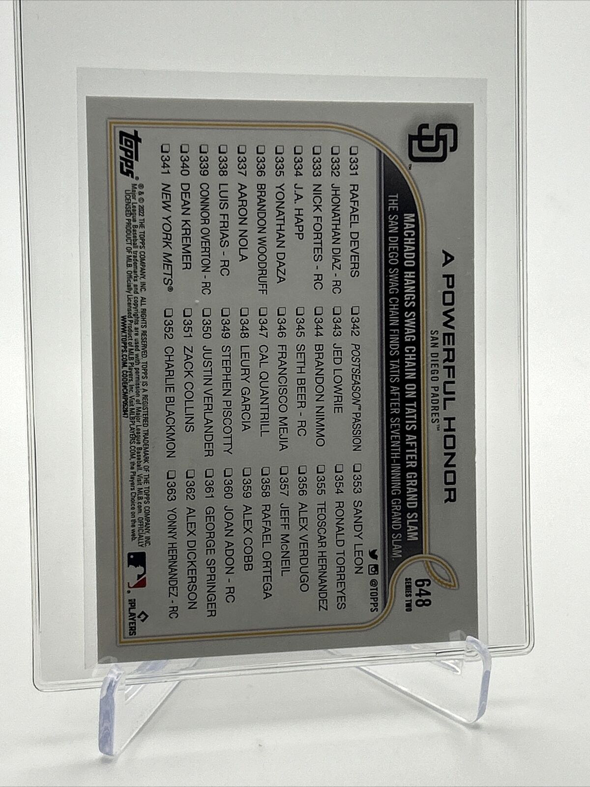 2022 Topps A Powerful Honor Fernando Tatis Baseball Card #648 Mint FREE SHIPPING