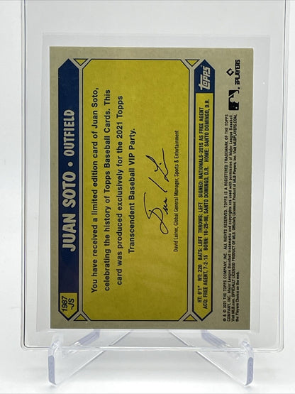 2021 Topps Transcendent Juan Soto Baseball Card #1987-JS 23/95 1987 Topps