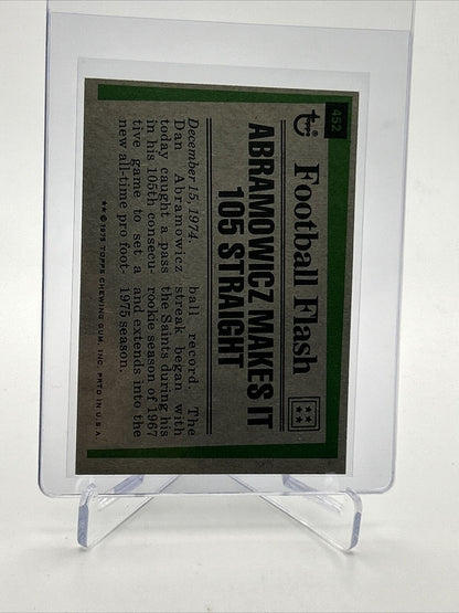 1975 Topps Dan Abramowicz Football Card #452 NM Quality FREE SHIPPING