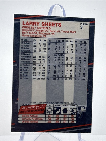 1988 Fleer Classic MINI Larry Sheets Baseball Card #3 Mint FREE SHIPPING