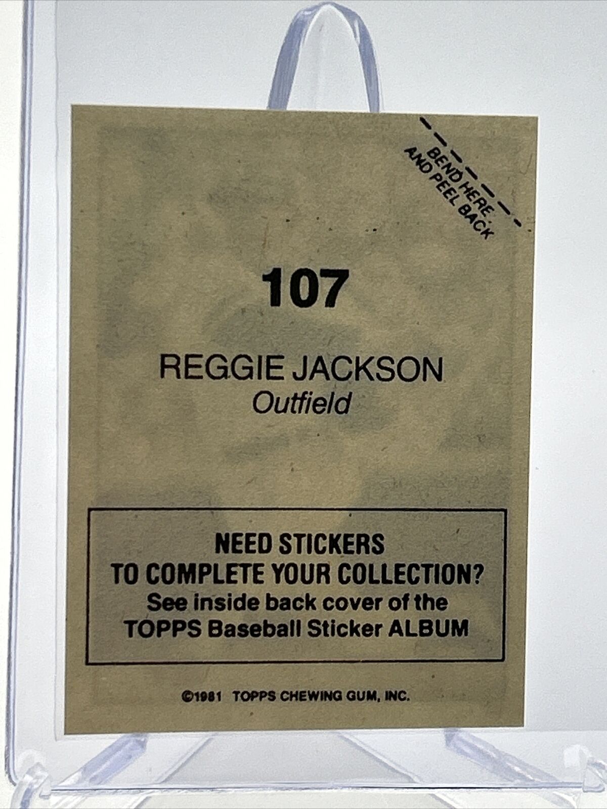 1981 Topps Stickers Reggie Jackson Baseball Card #107 NM-Mint FREE SHIPPING