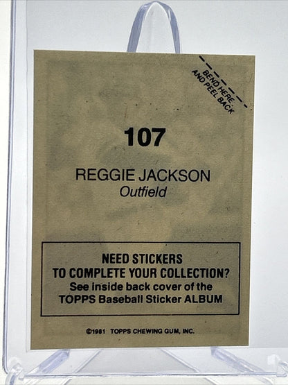 1981 Topps Stickers Reggie Jackson Baseball Card #107 NM-Mint FREE SHIPPING