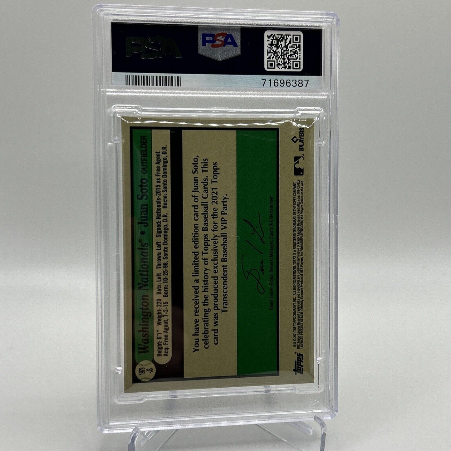 2022 Topps Transcendent VIP Party Juan Soto Baseball Card #1979 PSA 10 35/95