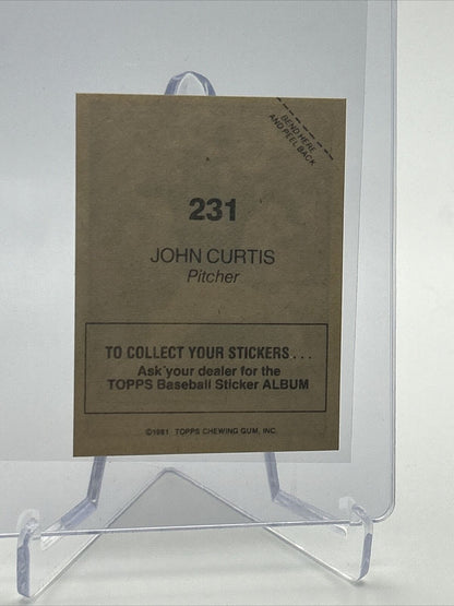 1981 Topps Stickers John Curtis Baseball Card #231 NM-Mint FREE SHIPPING