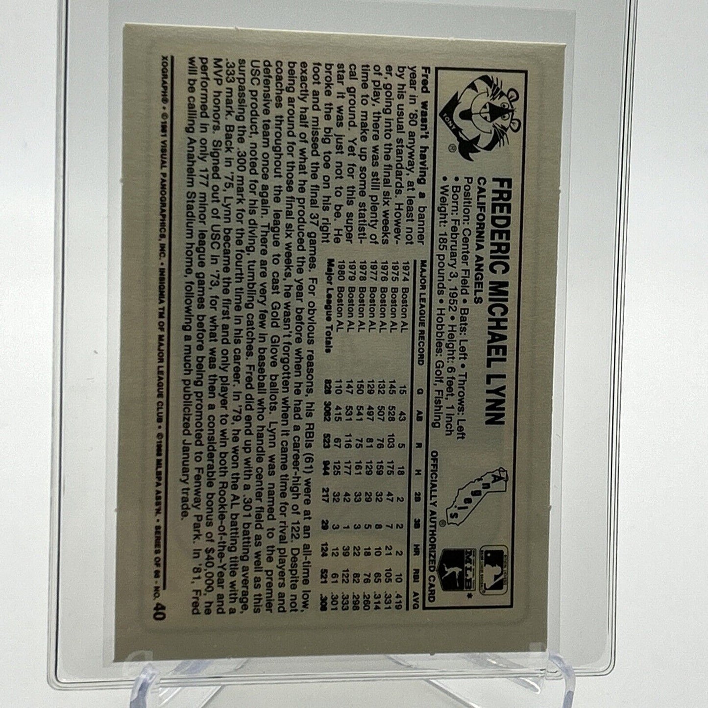 1981 Kellogg's Fred Lynn Baseball Card #40 NM-Mint FREE SHIPPING
