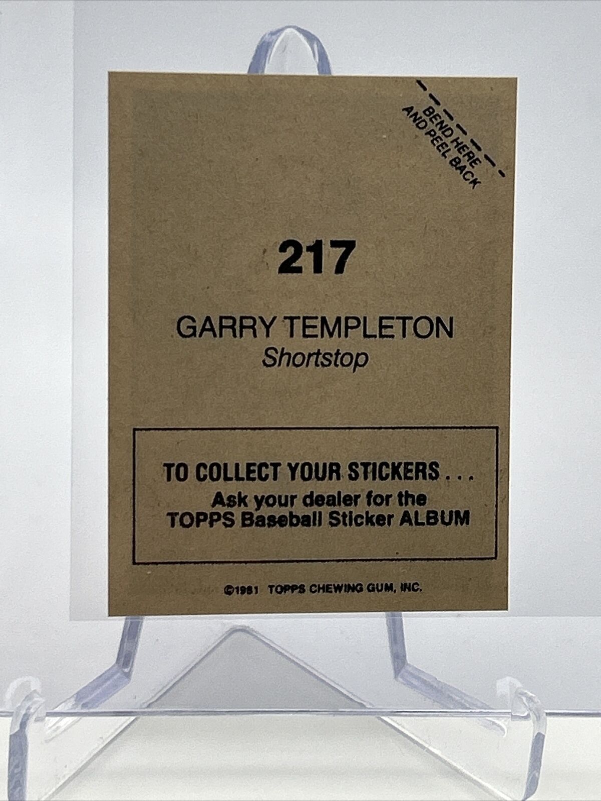 1981 Topps Stickers Garry Templeton Baseball Card #217 NM-Mint FREE SHIPPING