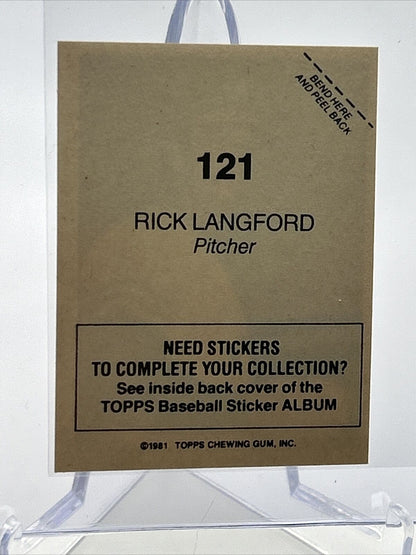 1981 Topps Stickers Rick Langford Baseball Card #121 NM-Mint FREE SHIPPING