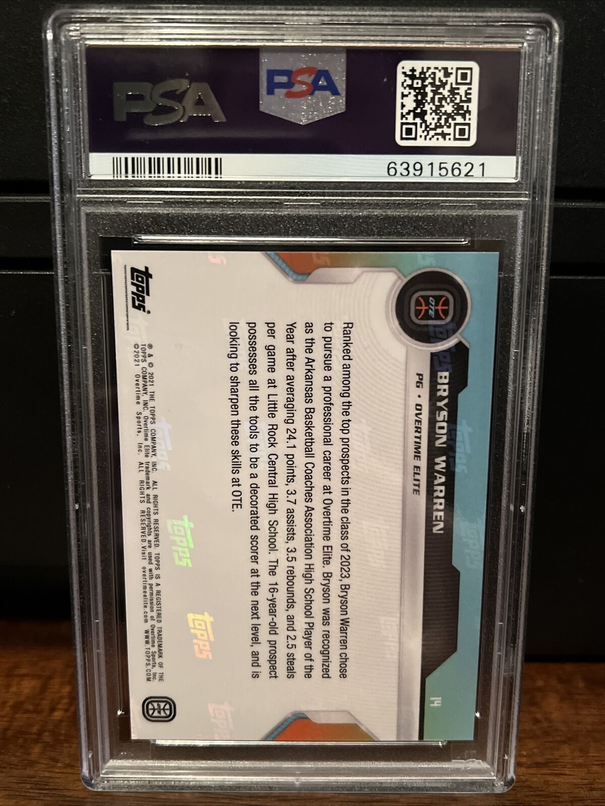 2021 Topps Now OT Elite ORANGE 3/5 Bryson Warren Rookie Card #14 PSA 10 POP 1
