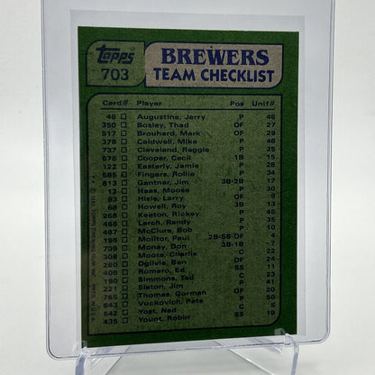 1982 Topps Brewers Leaders/Checklist Baseball Card #703 NM-Mint FREE SHIPPING