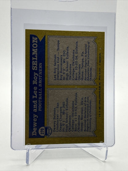1982 Topps Dewey Selmon/Lee Roy Selmon Football Card #270 NM-MT FREE SHIPPING