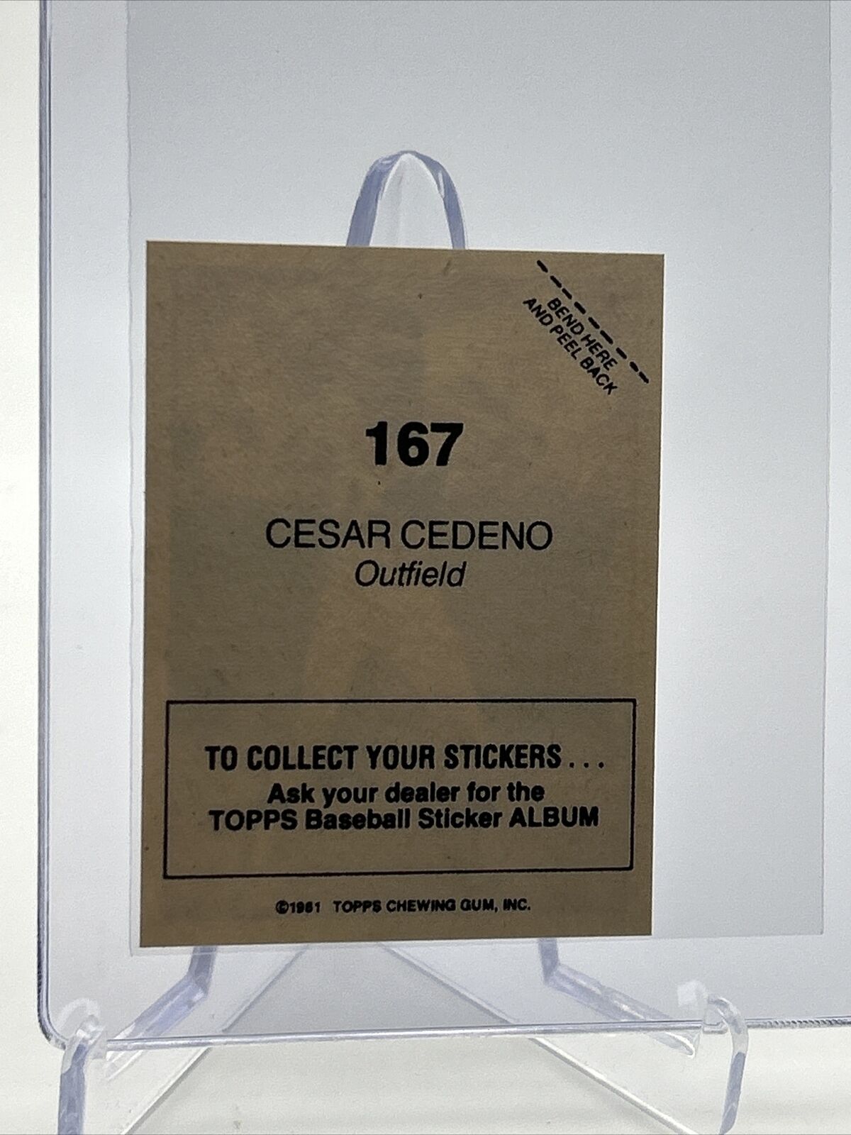 1981 Topps Stickers Cesar Cedeno Baseball Card #167 NM-Mint FREE SHIPPING