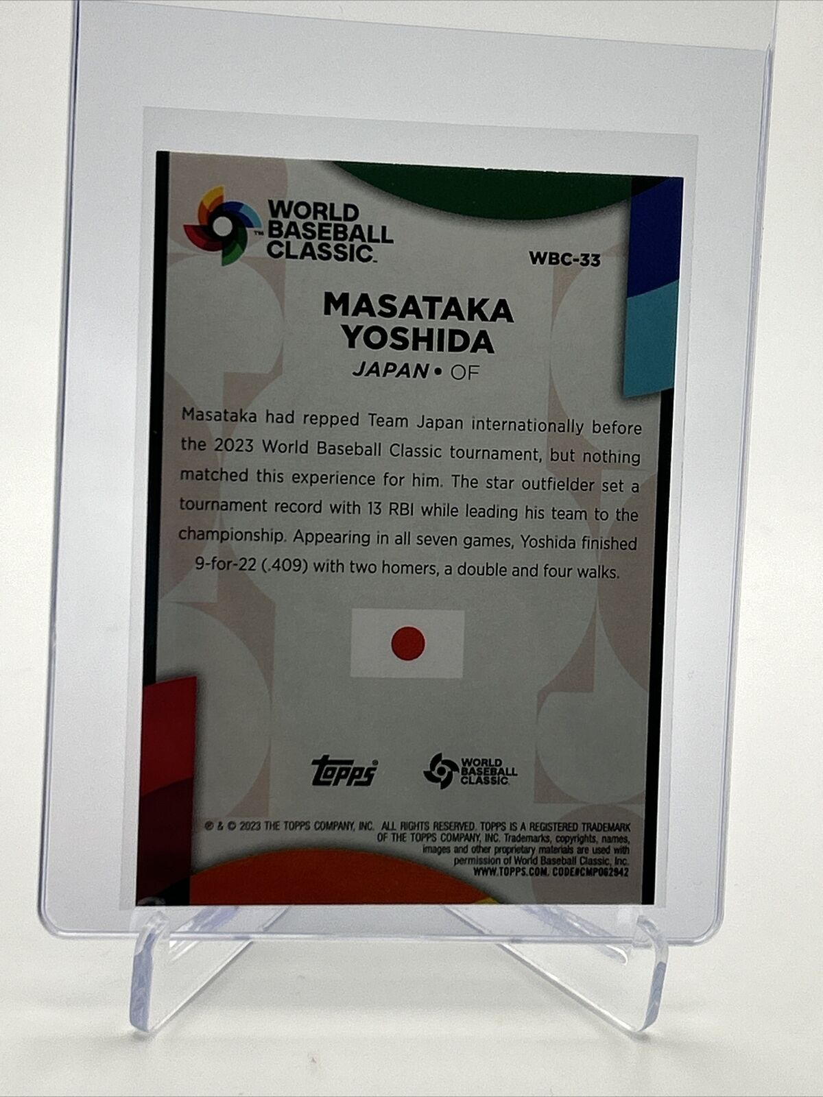 2023 Topps World Baseball Classic Stars Masataka Yoshida #WBC-33 FREE SHIPPING