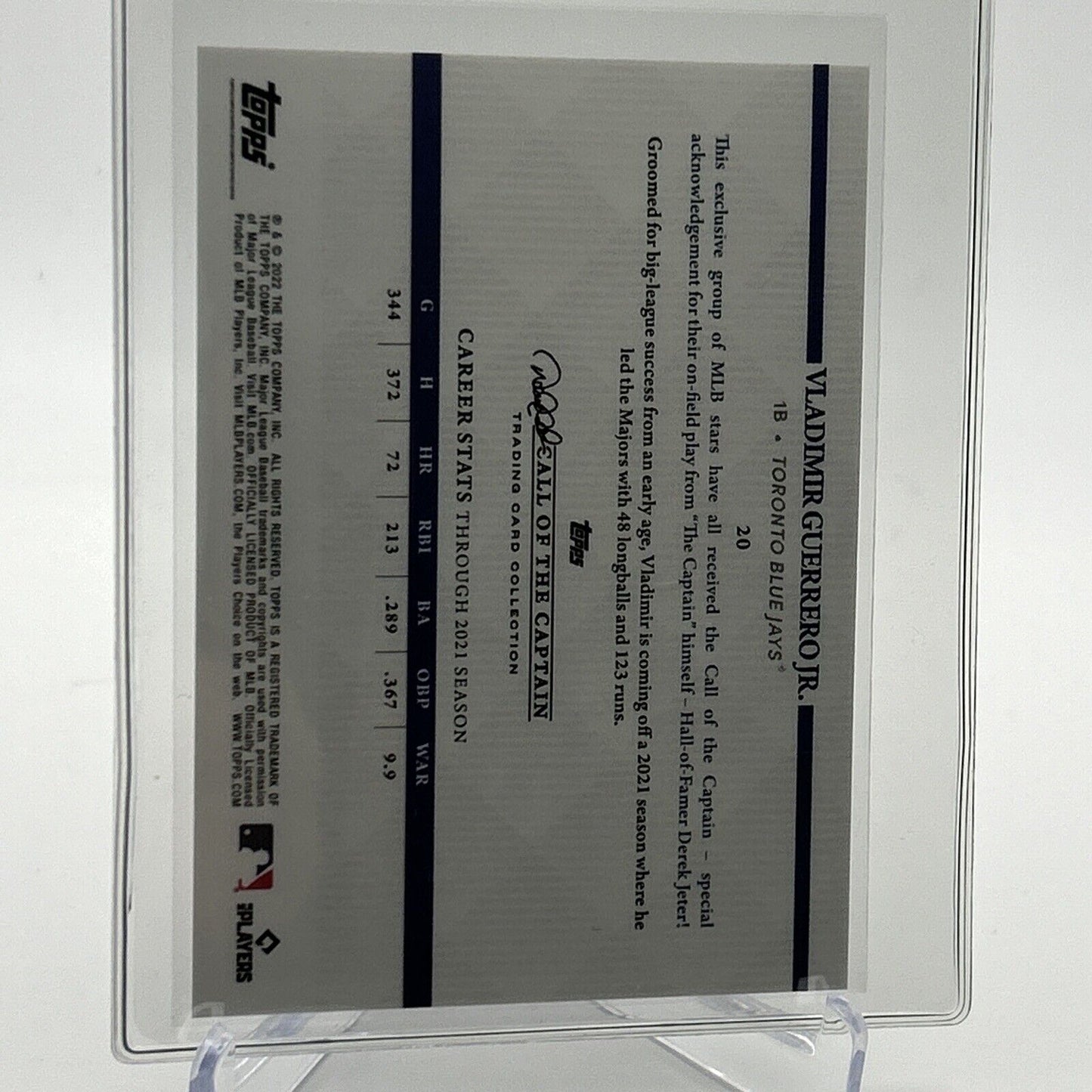 2022 Topps x Derek Jeter Vladimir Guerrero Jr. Card #20 Mint FREE SHIPPING