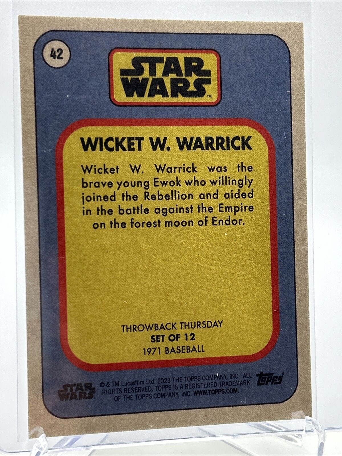 2023 Topps Star Wars Throwback Thursday Wicket W. Warrick #42 Mint FREE SHIPPING