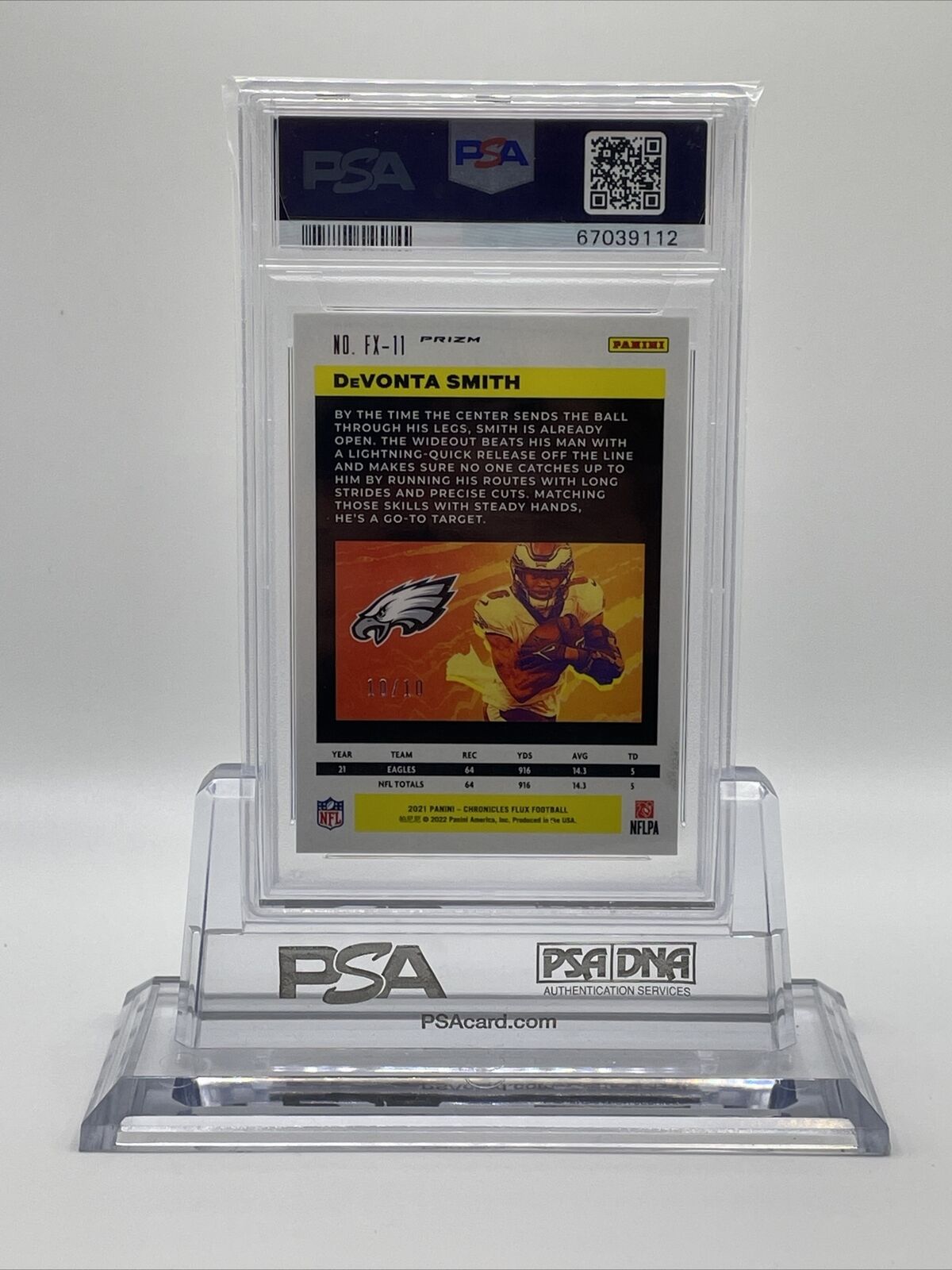 2021 Chronicles Flux GOLD DeVonta Smith Rookie Football Card #FX11 PSA 7 NM
