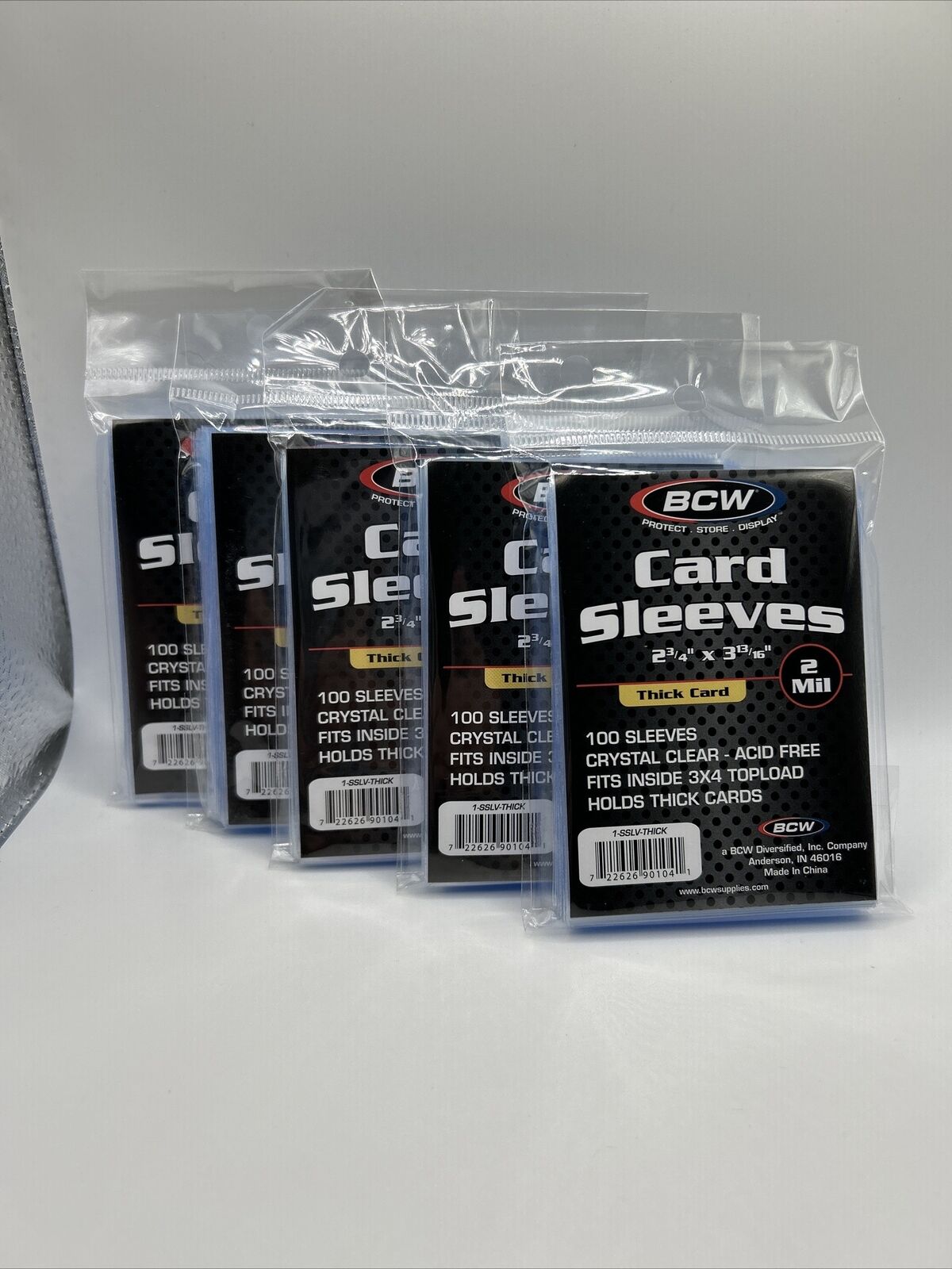 BCW Soft Sleeves 5 Packs of 100 Standard Cards AND 5 Packs of 100 THICK Cards
