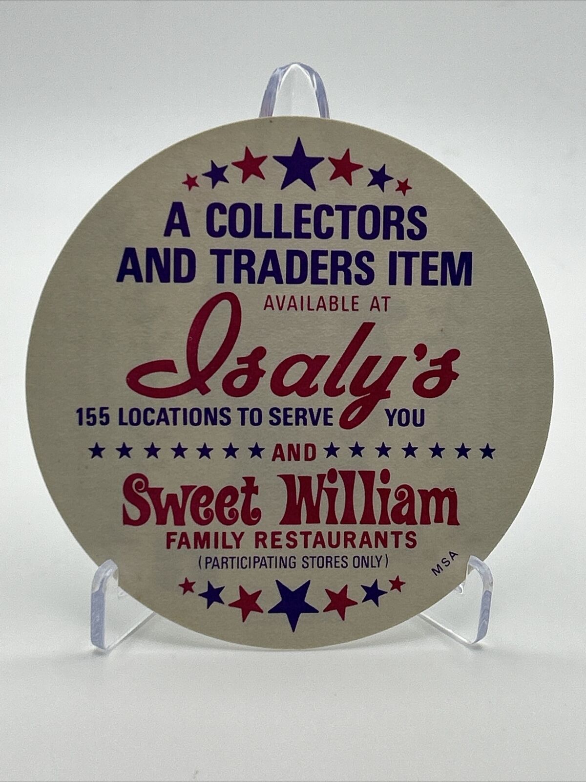 1976 Isaly's Sweet William Disc Bake McBride Baseball Card NM-MT FREE SHIPPING