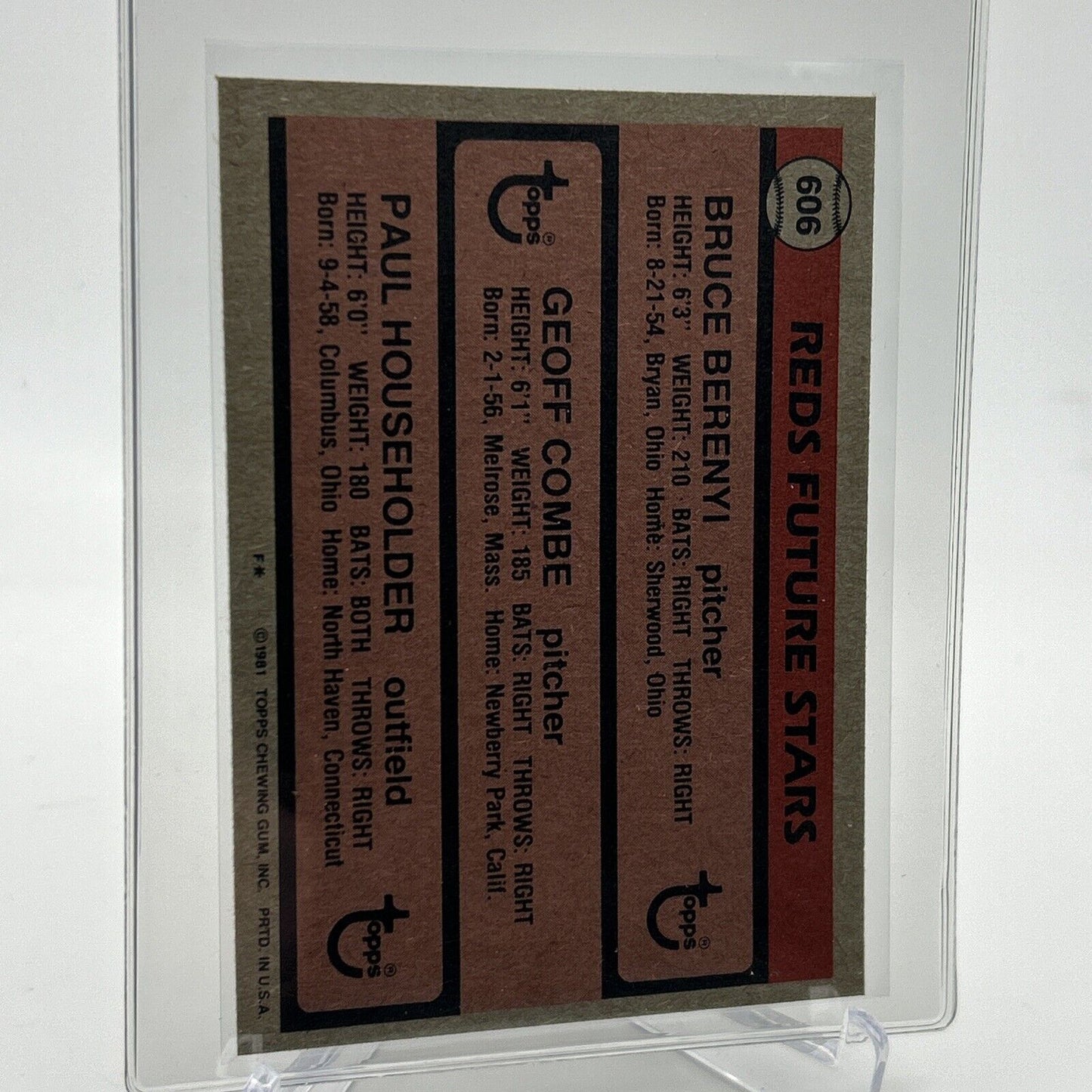 1981 Topps Reds Future Star Rookie Baseball Card #606 NM-Mint FREE SHIPPING
