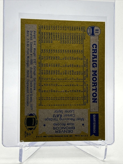 1982 Topps Craig Morton Football Card #81 NM-MT FREE SHIPPING