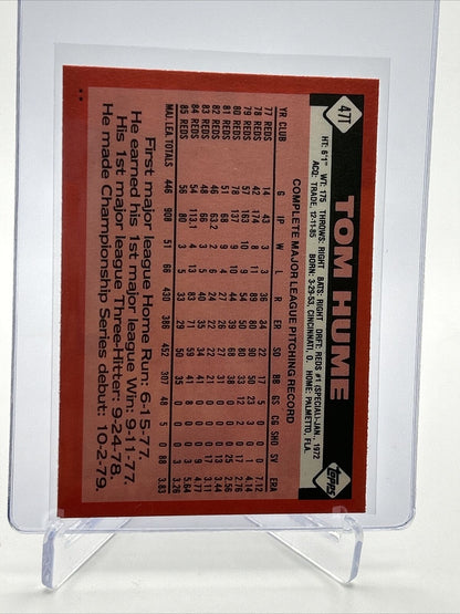 1986 Topps Traded Tom Hume Baseball Card #47T NM-MT FREE SHIPPING