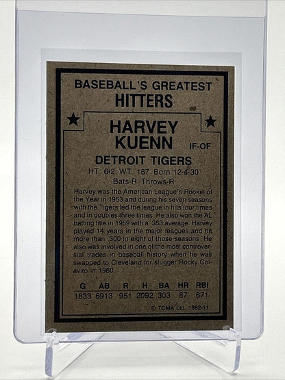 1982 TCMA Greatest Hitters Harvey Kuenn Baseball Card #11 Mint FREE SHIPPING