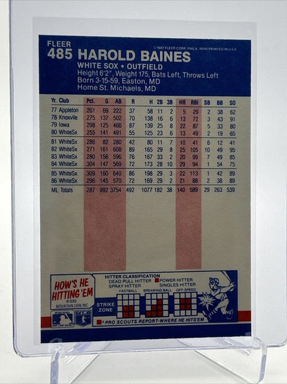 1987 Fleer Harold Baines Baseball Card #485 Mint FREE SHIPPING