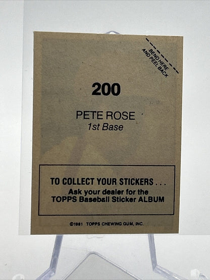1981 Topps Stickers Pete Rose Baseball Card #200 NM-Mint FREE SHIPPING