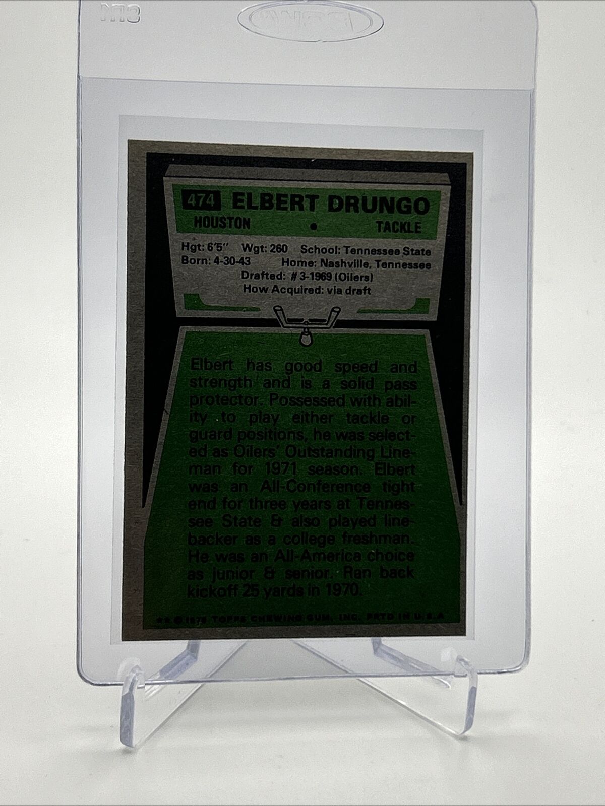 1975 Topps Elbert Drungo Football Card #474 NM Quality FREE SHIPPING