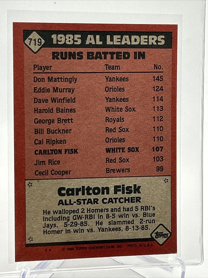 1986 Topps Carlton Fisk Baseball Card #719 NM-Mint FREE SHIPPING