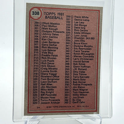 1981 Topps Checklist: 243-363 Baseball Card #338 NM-Mint FREE SHIPPING