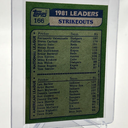 1982 Topps '81 Strikeout Leaders Baseball Card #166 NM-Mint FREE SHIPPING