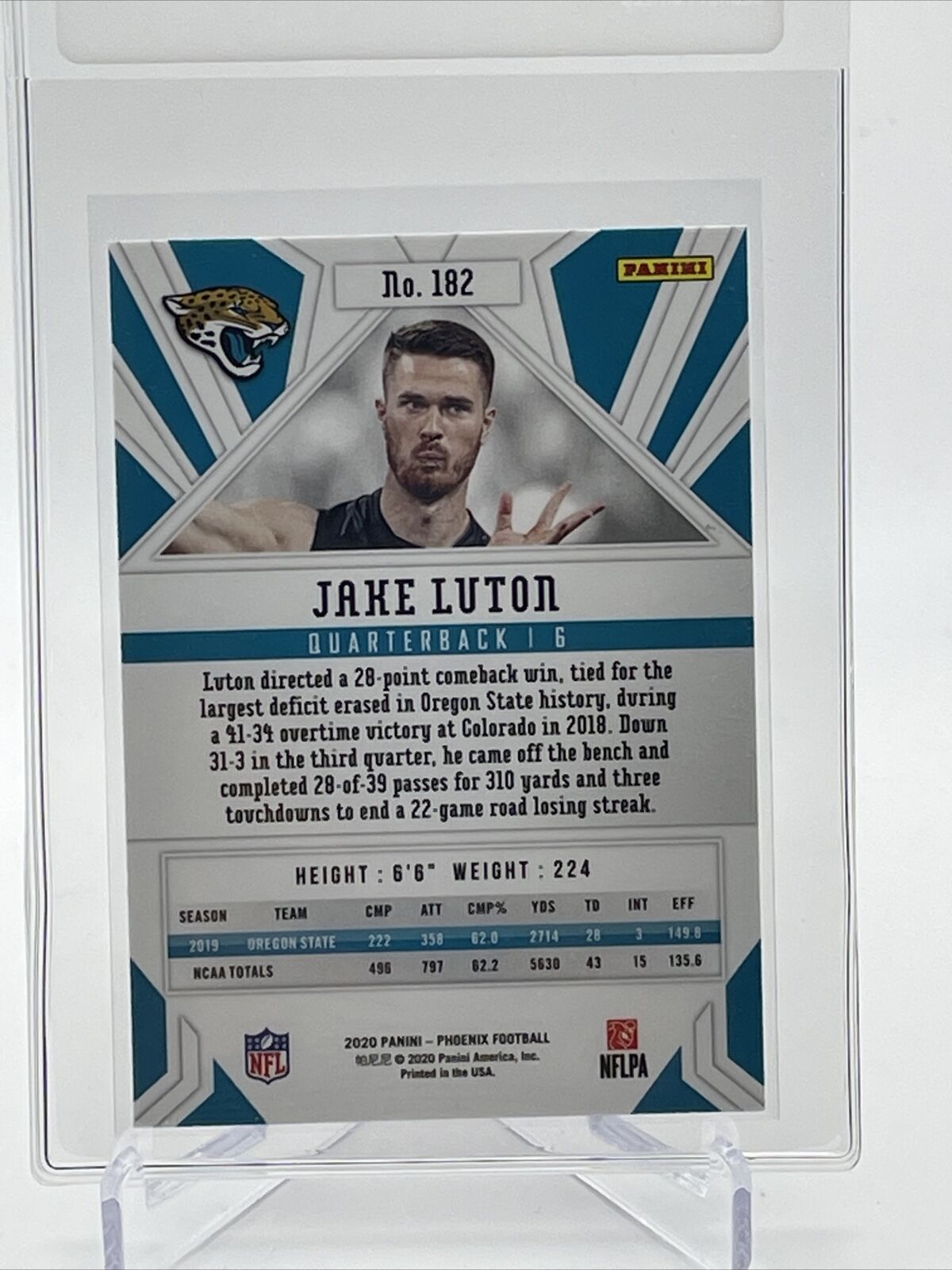 2020 Panini Phoenix FIRE BURST Jake Luton Rookie #182 Mint FREE SHIPPING