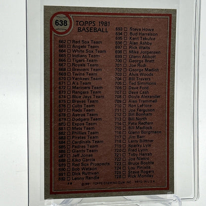 1981 Topps Checklist: 606-726 Baseball Card #638 NM-Mint FREE SHIPPING