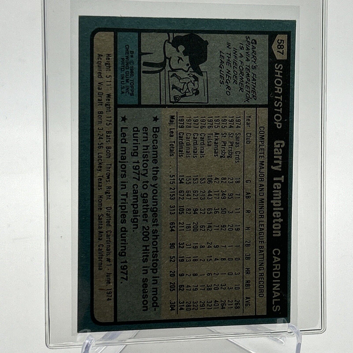 1980 Topps Garry Templeton Baseball Card #587 NM-Mint FREE SHIPPING