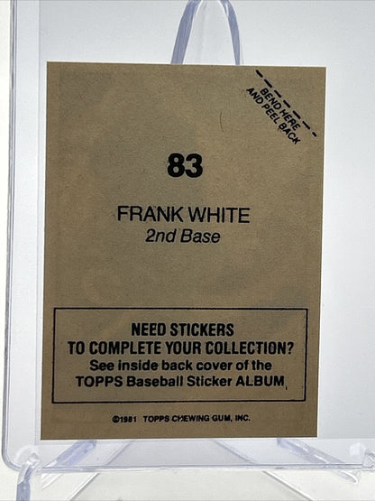 1981 Topps Stickers Frank White Baseball Card #83 NM-Mint FREE SHIPPING