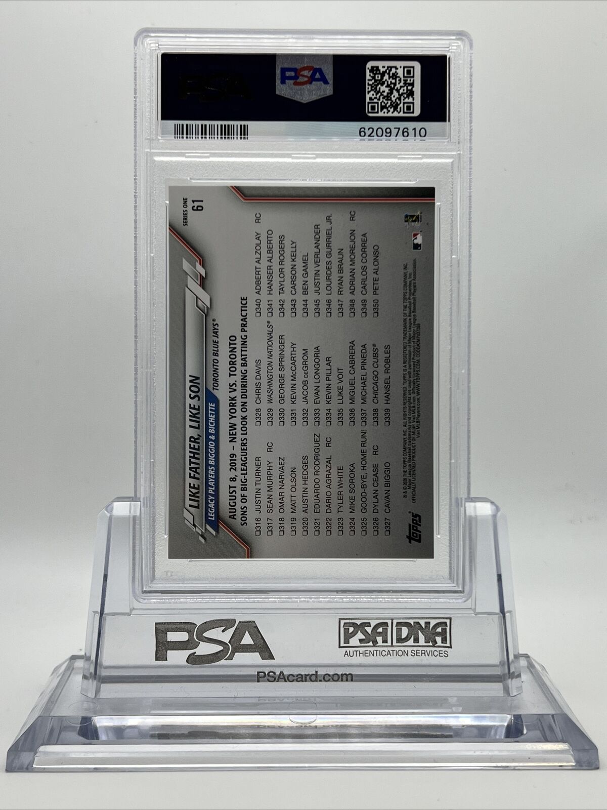 2020 Topps 582 Montgomery Club Set Cavan Biggio/Bo Bichette Rookie #61 PSA 9